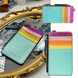🆕 KURT GEIGER LONDON 🧿 NWOT Rainbow Shop 690 Card Holder in Multi Rainbow